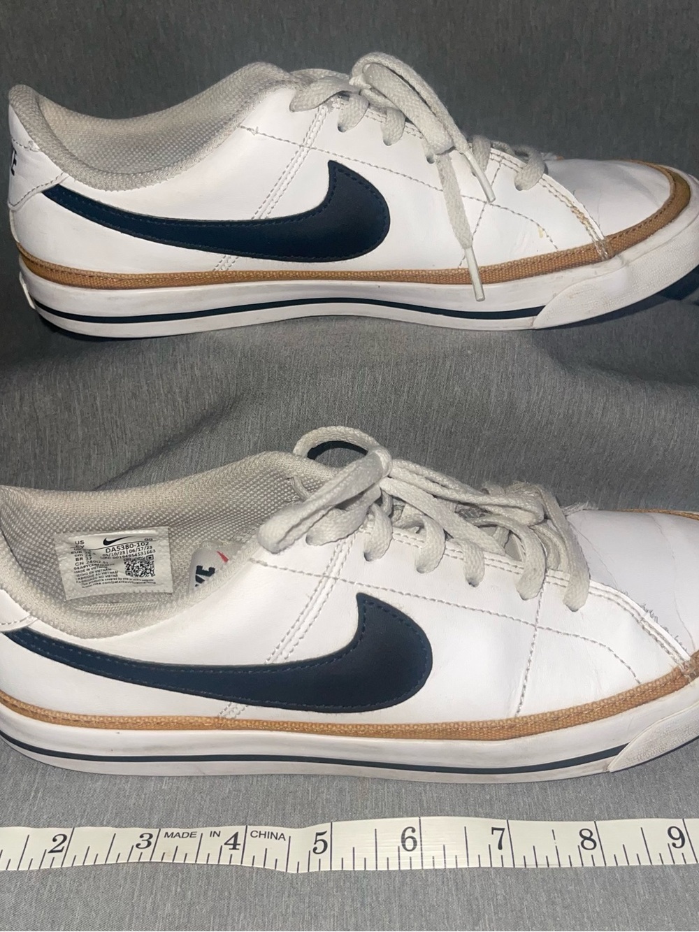 Nike Court Legacy Sneakers White Desert Orche-Preowned-Men 6Y, Women 8